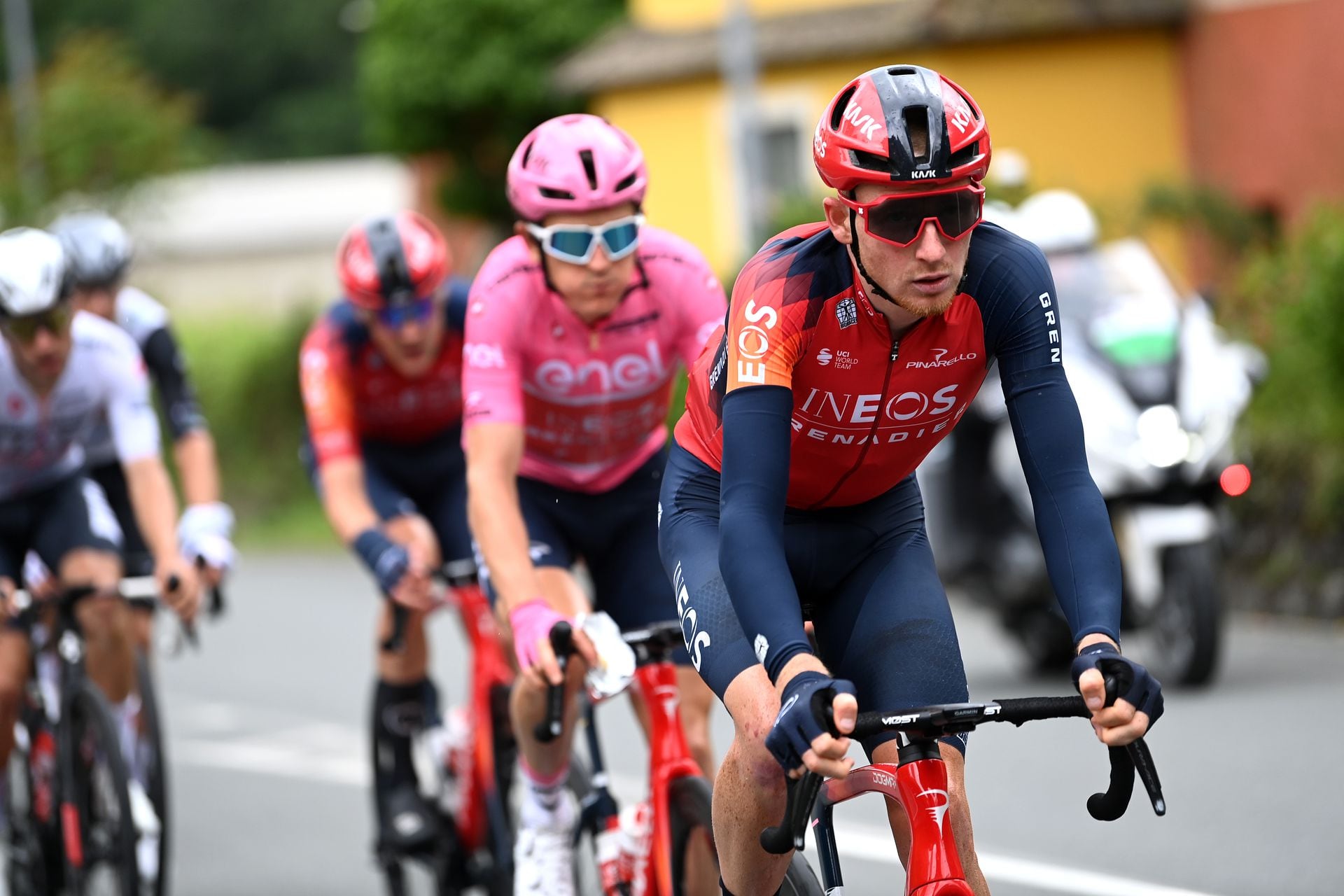TORTONA, ITALY - MAY 17: Tao Geoghegan Hart of The United Kingdom and Team INEOS Grenadiers competes during the 106th Giro d'Italia 2023, Stage 11 a 219km stage from Camaiore to Tortona / #UCIWT / on May 17, 2023 in Tortona, Italy. (Photo by Tim de Waele/Getty Images)