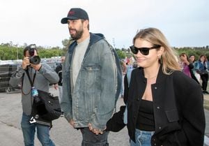 BARCELONA, SPAIN - MAY 28: Gerad Pique and Clara Chia arrive at the Olympic Stadium of Montjuic to attend the Coldplay concert on May 28, 2023, in Barcelona (Catalonia, Spain). (Photo By David Oller/Europa Press via Getty Images)