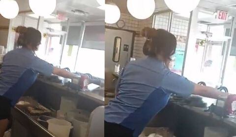 La cantante estuvo varios minutos atendiendo clientes en una cafetería de Alabama