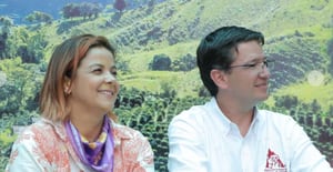 Ministra de Agricultura, Jhenifer Mojica, y Germán Bahamón, gerente de la Federación de Cafeteros.