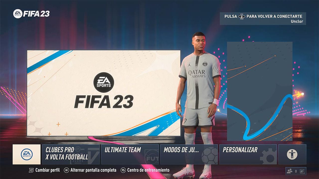 El menú inicial de FIFA 23 ha sufrió ligeros cambios.