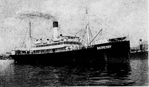 Foto del vapor Baependy, hundido en agosto de 1942