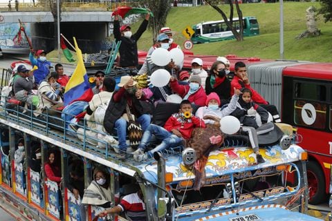 llegada de la minga al centro de Bogotá