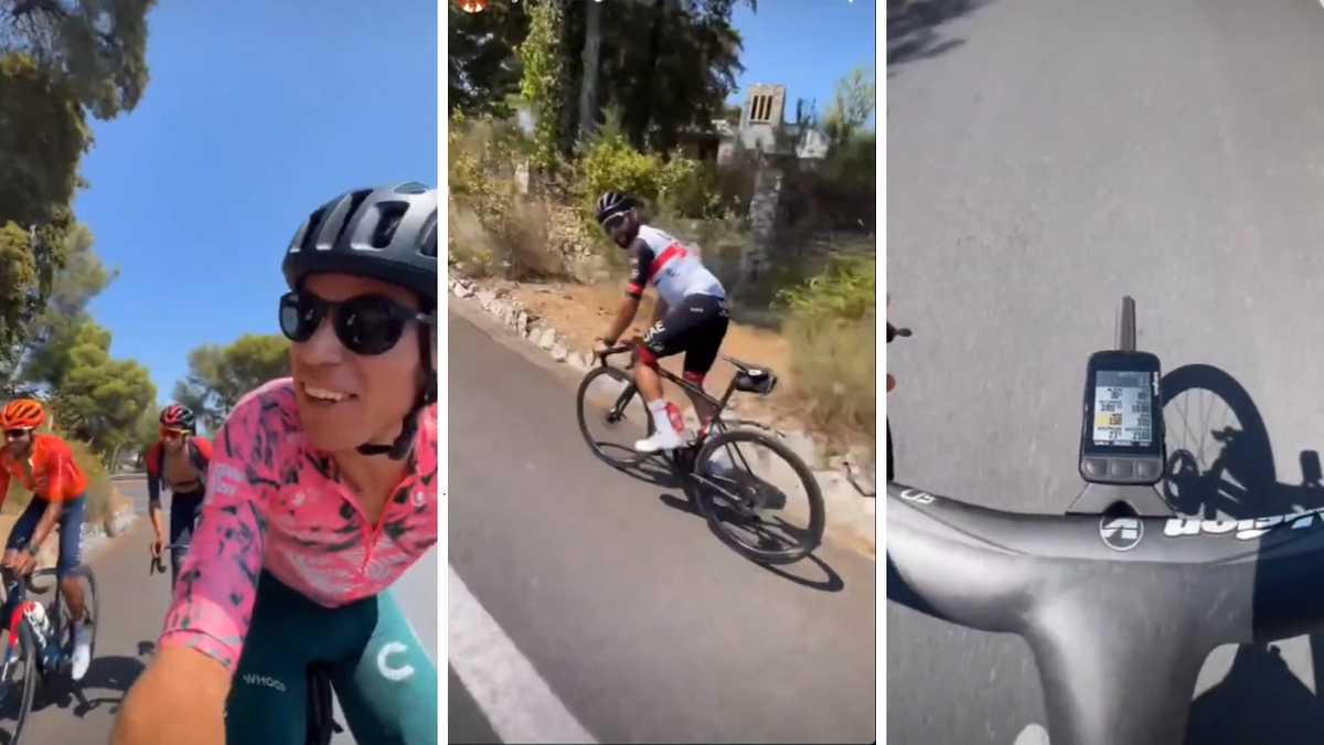 El ciclista antioqueño sacó su celular mientras entrenaba en suelo francés