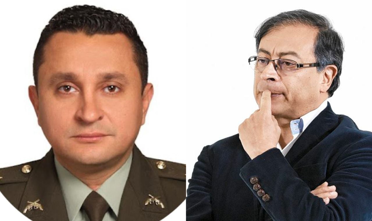 El coronel Óscar Dávila y el presidente Gustavo Petro.