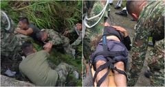 Soldados improvisaron una soga con sus uniformes para salvar a ciclista que cayó por un abismo: “Siempre hay ángeles que protegen”