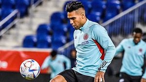 Falcao García, delantero de la Selección Colombia, durante los entrenamientos en Estados Unidos.