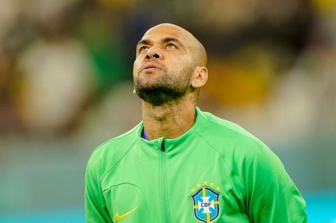 LUSAIL CITY, QATAR - DECEMBER 02: Dani Alves of Brazil looks on prior to the FIFA World Cup Qatar 2022 Group G match between Cameroon and Brazil at Lusail Stadium on December 2, 2022 in Lusail City, Qatar. (Photo by Tnani Badreddine/DeFodi Images via Getty Images)