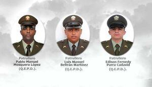 Imagen de los patrulleros asesinados que fue divulgada por el director de la Policía Nacional.