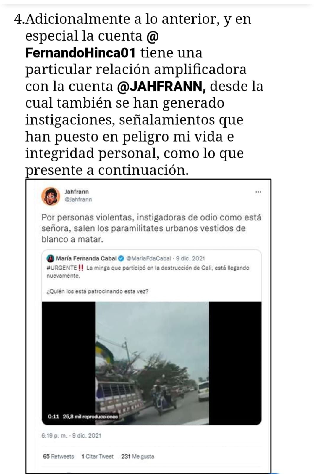 Esta es una de las pruebas que presentó María Fernanda Cabal de los ataques en redes sociales desde Rusia.