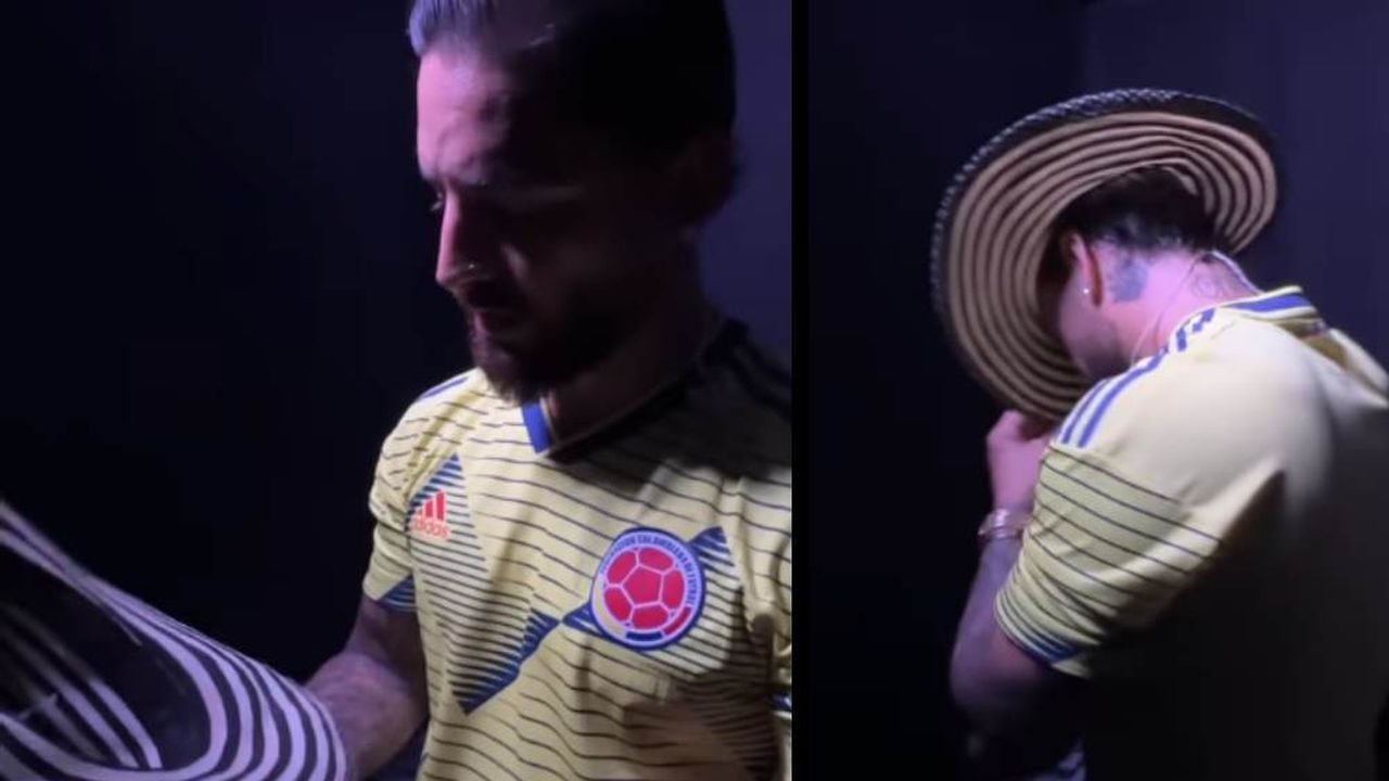 El colombiano se mostró orgulloso y lució un sombrero vueltiao en su presentación en el Mundial Qatar 2022.