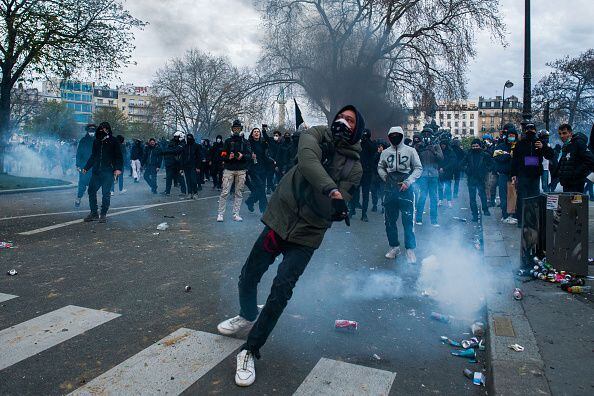 Protestas del 28 de marzo en París, Francia, en rechazo a la reforma pensional.