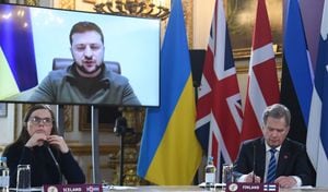 El presidente de Ucrania, Volodimir Zelenski, en videoconferencia con los países aliados de la Unión Europea