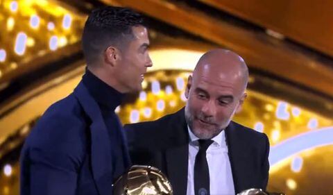 Cristiano Ronaldo y Pep Guardiola en los Globe Soccer Awards