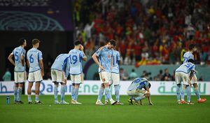 Los lamentos de los jugadores españoles tras la tanda de penales
