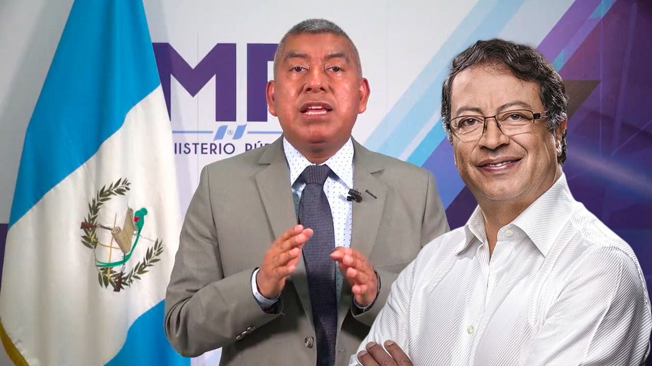 Rafael Curruchiche, jefe de la Fiscalía Especial Contra la Impunidad (FECI), de Guatemala, y el presidente de Colombia, Gustavo Petro