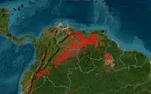 Mapa de incendios forestales activos.