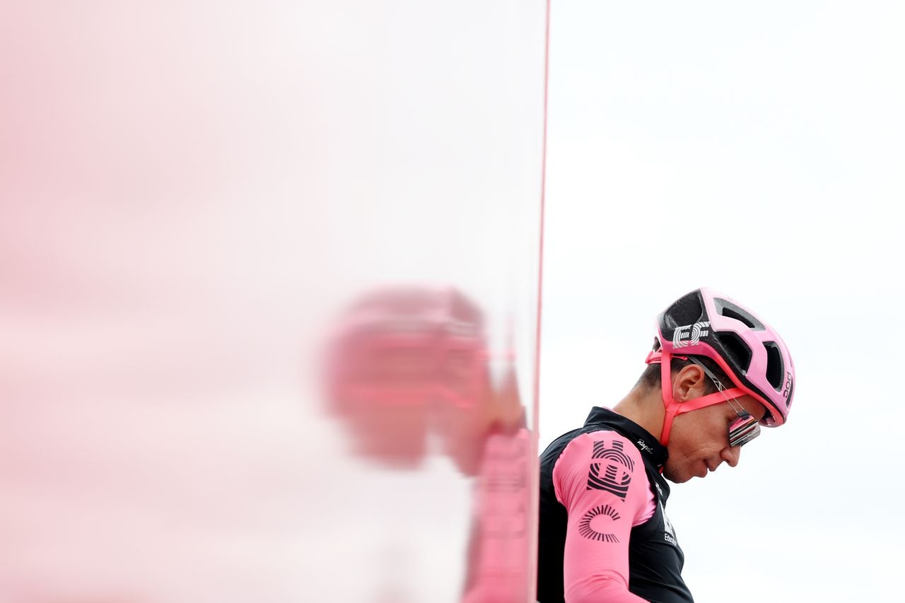 VITORIA-GASTEIZ, SPAIN - APRIL 03: Detailed view of Rigoberto Uran of Colombia and Team EF Education-Easypost prior to the 2nd Itzulia Basque Country, Stage 1 a 165.4km stage from Vitoria-Gasteiz to Labastida 527m / #Itzulia2023 / on April 03, 2023 in Vitoria-Gasteiz, Spain. (Photo by David Ramos/Getty Images)