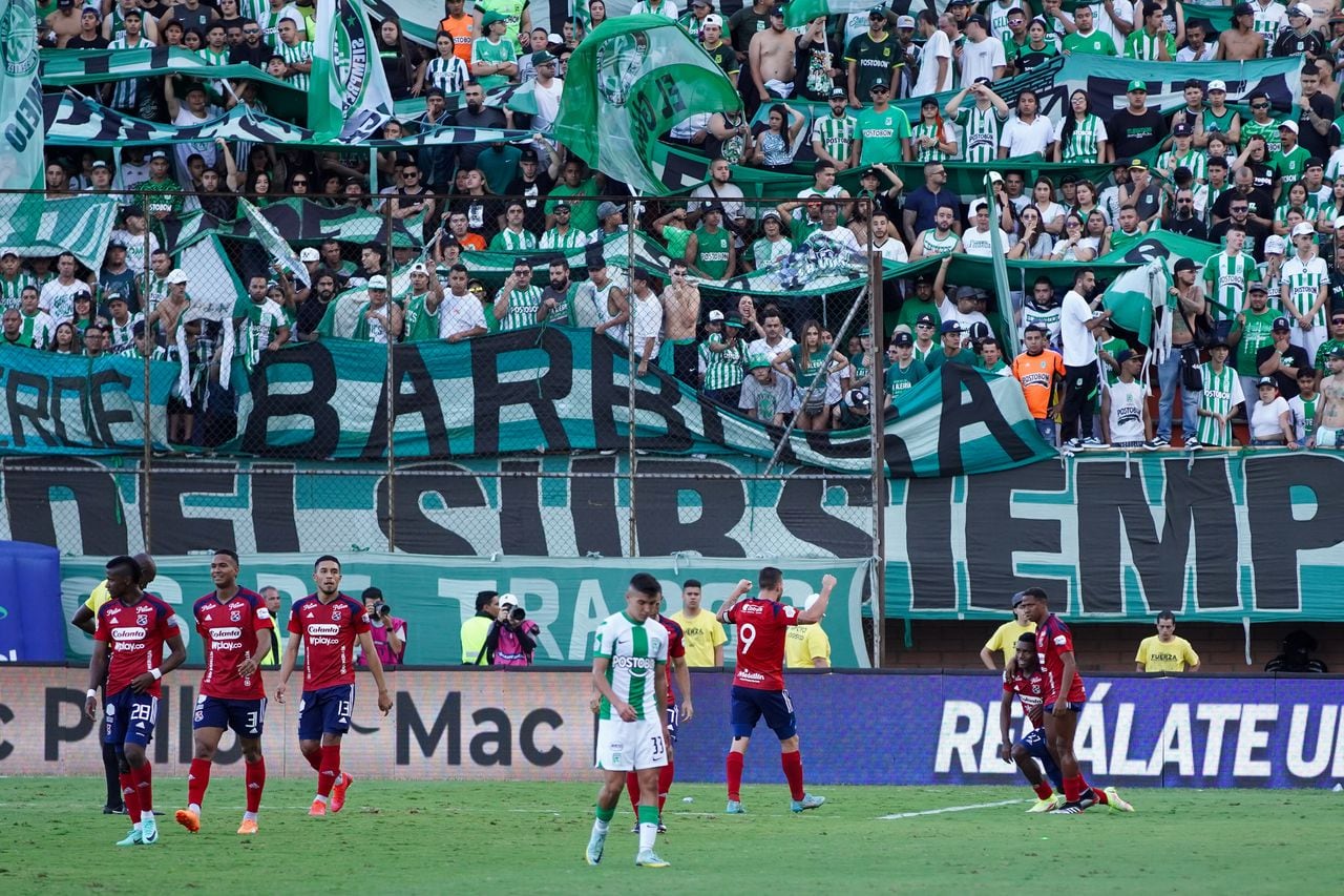Imagen del partido entre Atlético Nacional e Independiente Medellín por la quinta fecha de los cuadrangulares semifinales del segundo semestre de la Liga colombiana 2023.