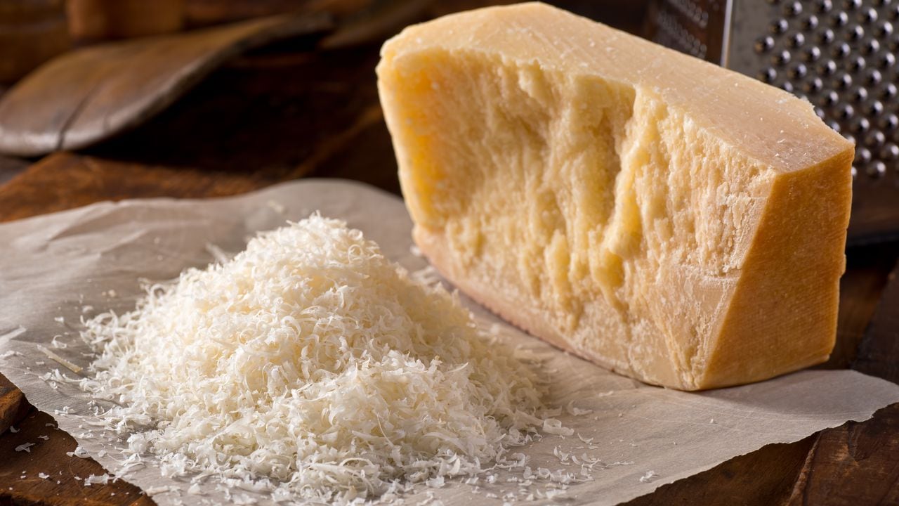 Freshly grated parmigiano reggiano parmesan cheese.