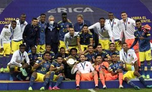 Selección Colombia en la premiación de la Copa América