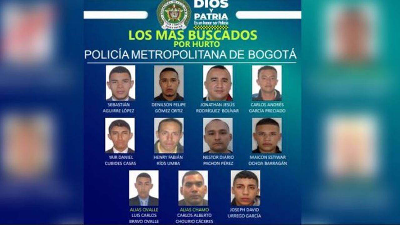 Este es uno de los carteles de los más buscados por hurto en Bogotá. La Policía anunció un plan de recompensas.