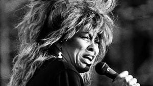 FILE PHOTO: Tina Turner performs during her world tour 87 at the summer open air concert in Hamburg, Germany July 3, 1987.  REUTERS/Michael Urban/File Photo  BEST QUALITY AVAILABLE