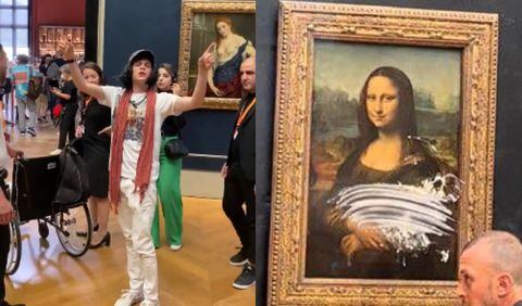 Un hombre llegó hasta el cuadro de la Mona Lisa, en el Louvre, y le arrojó un pastel de crema.