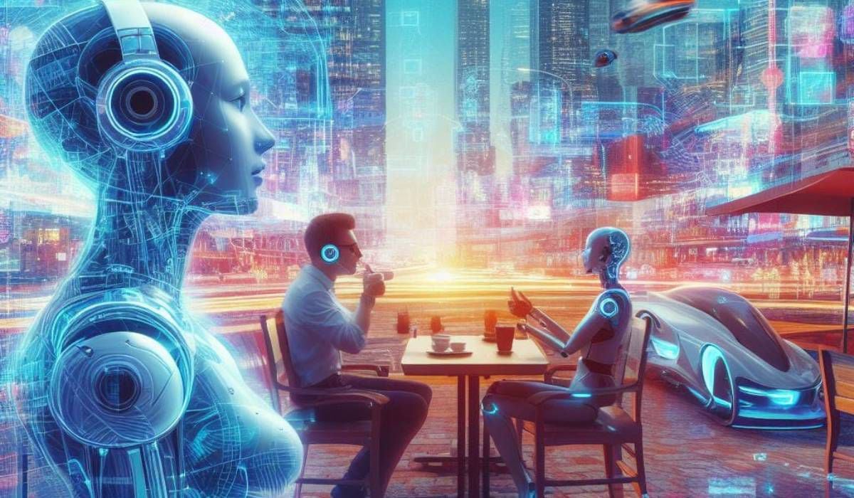Ilustración creada con inteligencia artificial que muestra cómo sería la telepatía digital entre los seres humanos.