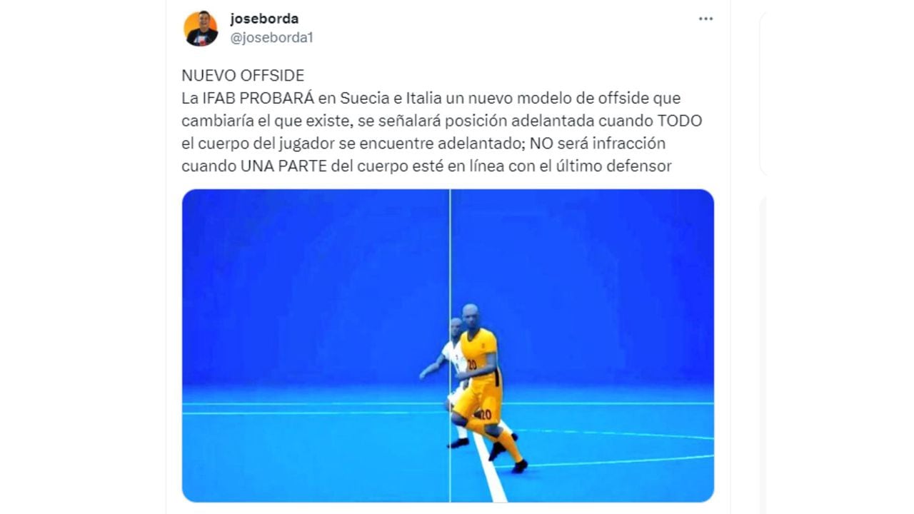 Tweet de José Borda anunciando la medida que probara la IFAB.