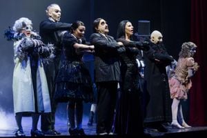 Theatrical debut Turin for the musical by Stefano Benni &quot;The Addams Family&quot; starring Elio, songwriter and leader of the group Elio e Le Storie Tese, and the showgirl Geppi Cucciari. on 27th January 2015 (Photo by Elena Aquila/NurPhoto) (Photo by NurPhoto/NurPhoto via Getty Images)
