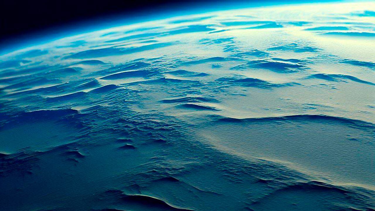 Ilustración de la superficie del planeta Tierra creada por una inteligencia artificial.