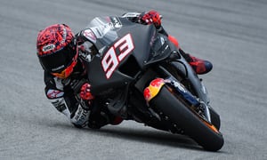 Marc Márquez of Repsol Honda Team in action during the first day of the 2022 MotoGP Sepang Winter Test on 5 February 2022 held at Sepang International Circuit in Sepang, Malaysia. (Photo by Muhammad Amir Abidin/NurPhoto via Getty Images)