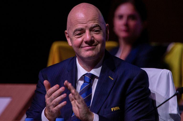 FIFA President Gianni Infantino applauds at the 73rd FIFA Congress at the BK Arena in Kigali, Rwanda March 16, 2023. REUTERS/Jean Bizimana
