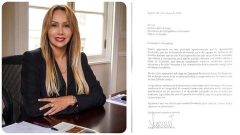 La carta de renuncia de la Alta Consejera para las Regiones, Sandra Ortiz.