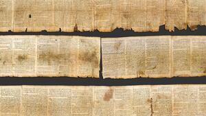 Reproducción fotográfica del Gran Rollo de Isaías, el mejor preservado de los rollos bíblicos encontrados en Qumrán.