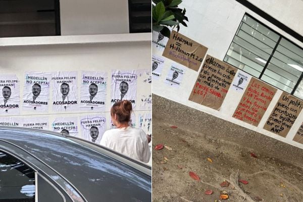 La sede de la Agencia Nacional de Tierras en Antioquia fue empapelada con carteles contra el director de la entidad, Juan Felipe Harman.