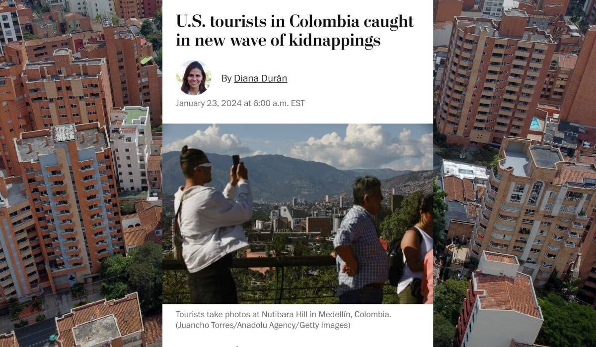 La publicación del Washington Post fue titulada "Turistas estadounidenses en Colombia atrapados en nueva ola de secuestros"
