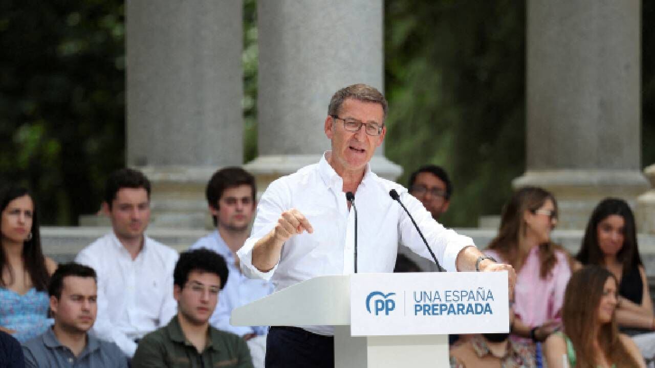 El Partido Popular de España celebra un mitin en Madrid antes de las elecciones el 18 de junio de 2023.