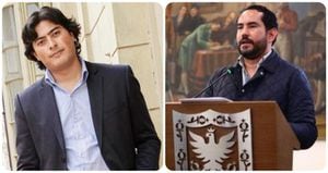 El concejal de Bogotá, Rolando González (derecha de la fotografía) se despachó en contra del Nicolás Petro (izquierda de la fotografía) por un mensaje en su cuenta de Twitter.