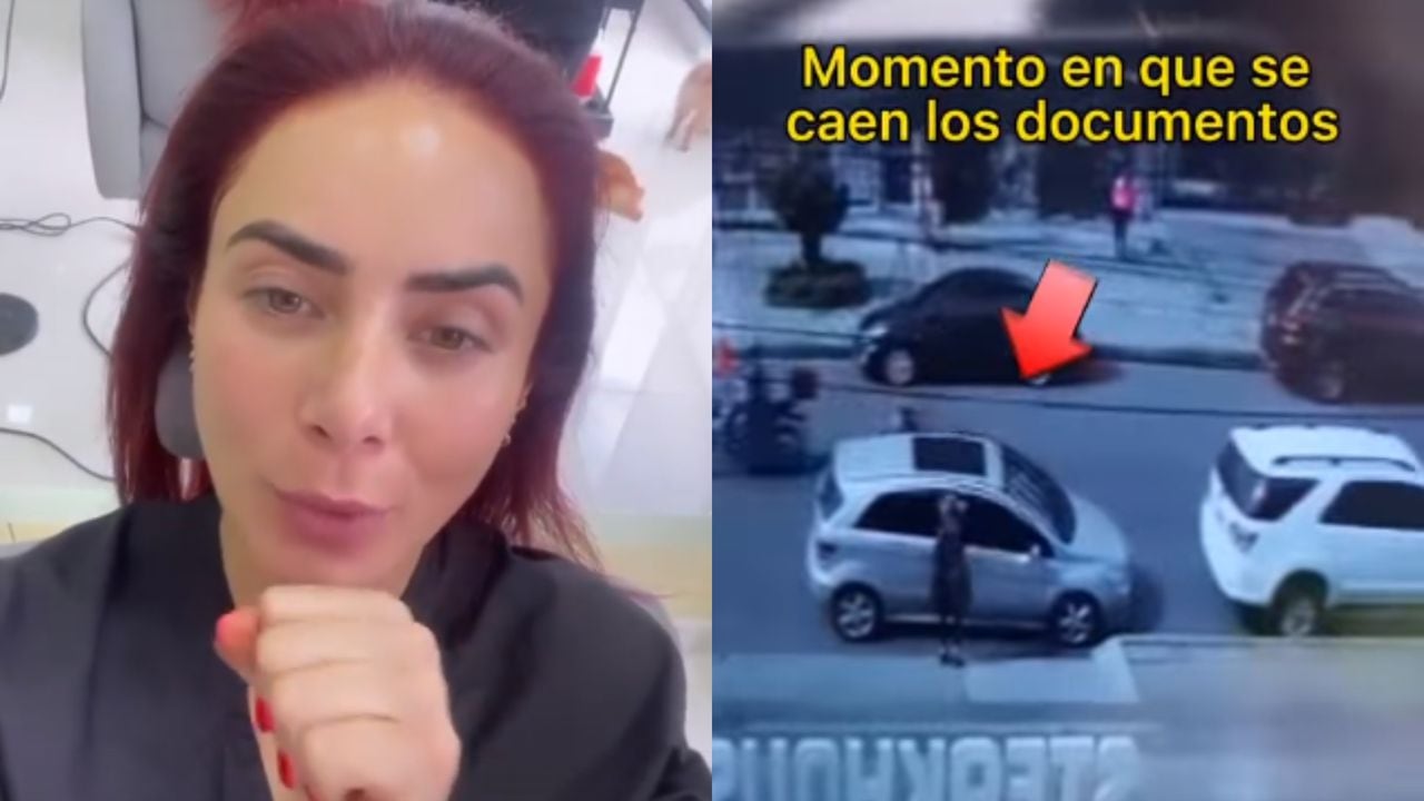 Johana Fadul compartió un video donde se ve el momento exacto en que se le cayeron sus documentos. Instantes después, un taxista llegó al lugar y se los llevó.