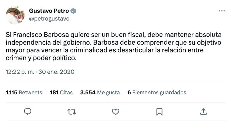 Trino del presidente Gustavo Petro en 2020