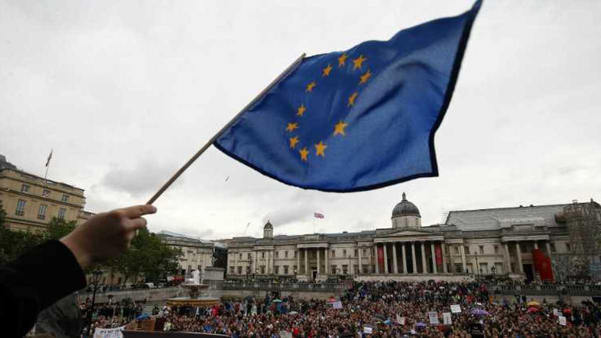 Una protesta en contra del 'Brexit' en Trafalgar Square, Londres, el 28 de junio. Crédito: Justin Tallis / AFP. 