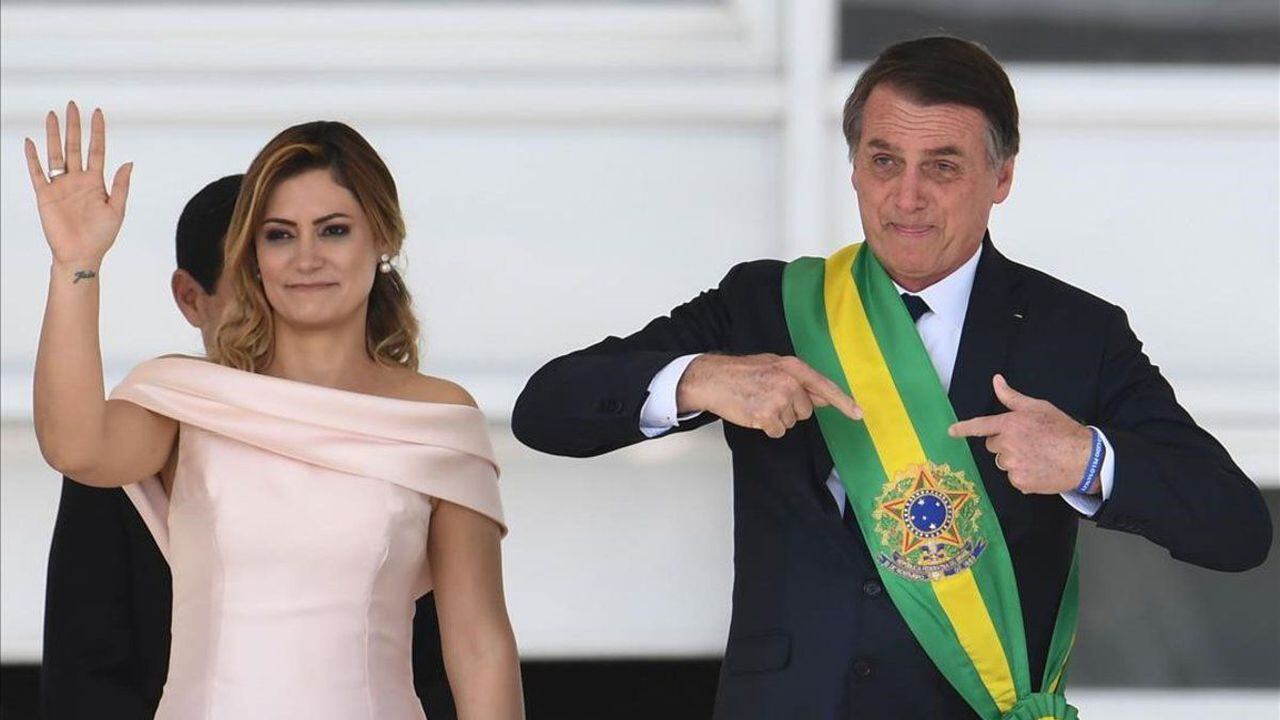 Michelle Bolsonaro es la primera dama de Brasil. Foto: AFP.