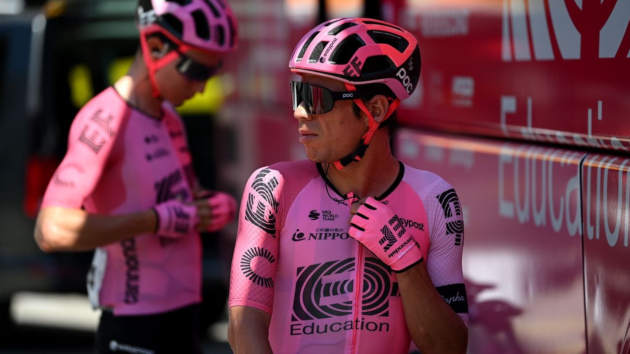 FIESCH, SWITZERLAND - JUNE 15: Rigoberto Uran of Colombia and Team EF Education-EasyPost prior to the 86th Tour de Suisse 2023, Stage 5 a 211km stage from Fiesch to La Punt 1696m / #UCIWT / on June 15, 2023 in Fiesch, Switzerland. (Photo by Dario Belingheri/Getty Images)