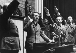GERMANY - DECEMBER 11:  Speech Of Hitler The Day Of War Declaration Against United State In Germany On December 11St 1941  (Photo by Keystone-France/Gamma-Keystone via Getty Images)