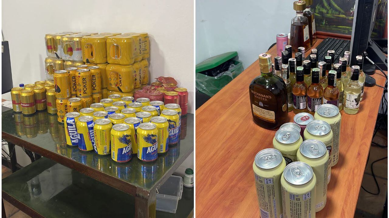 En el operativo realizado este viernes fueron halladas botellas de licor, latas de cerveza, celulares, entre otros elementos.