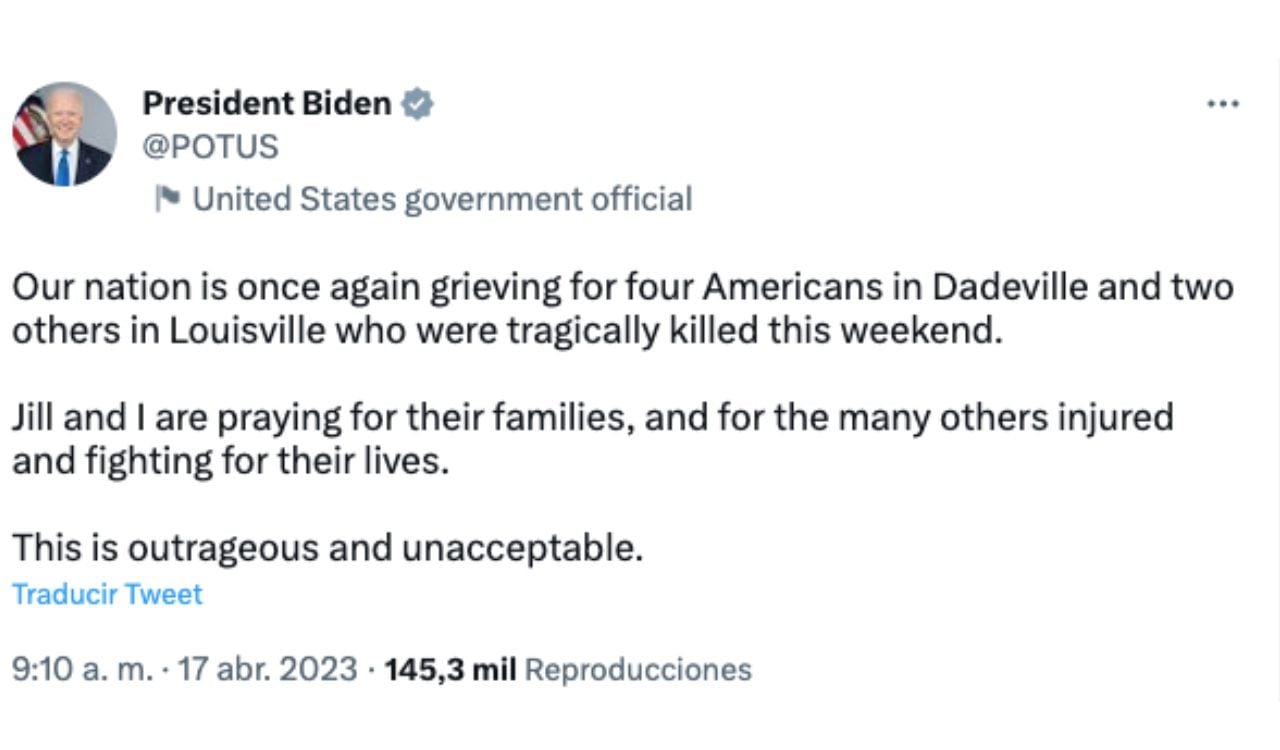 El presidente de Estados Unidos, Joe Biden, se mostró indignado por lo que ocurre en su país