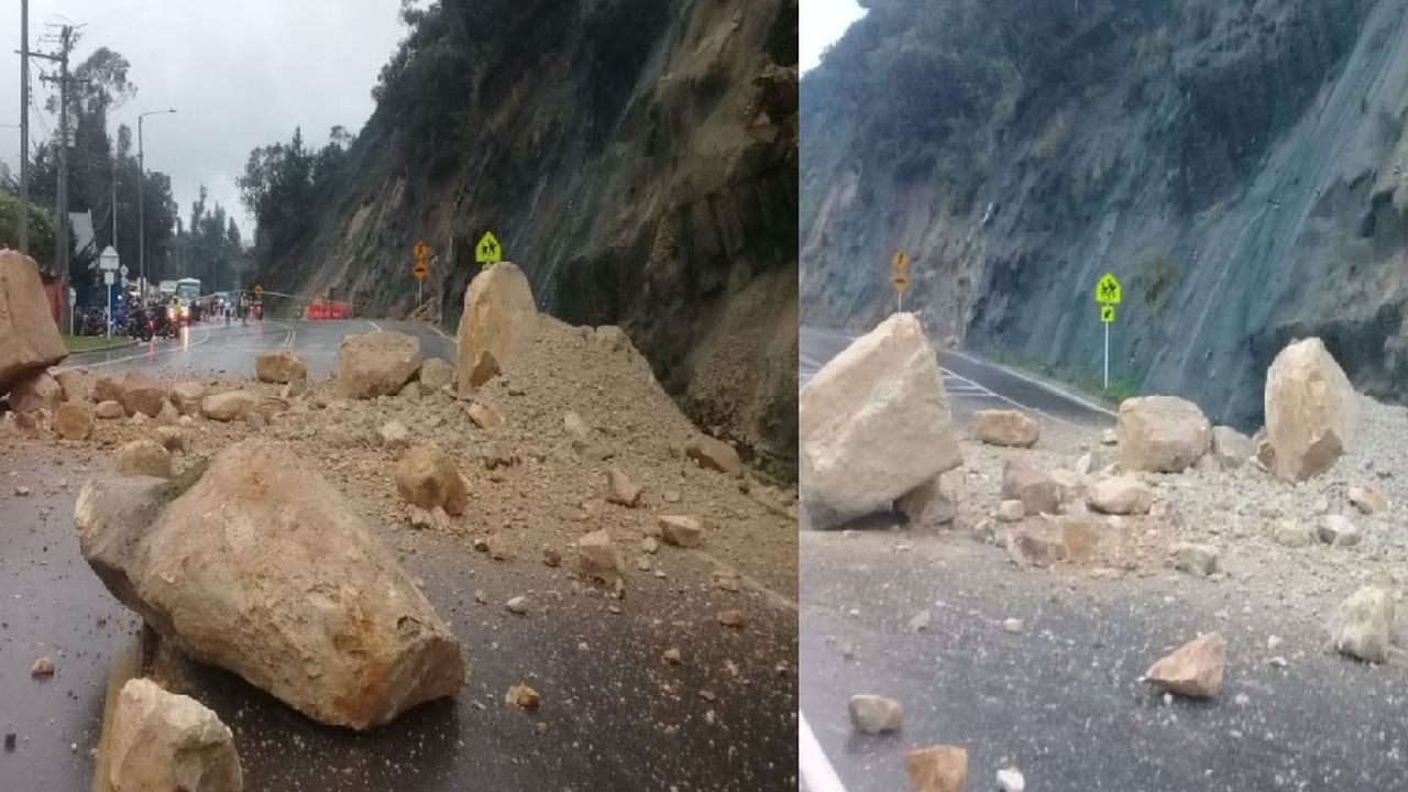 Deslizamiento de rocas Via La Calera
