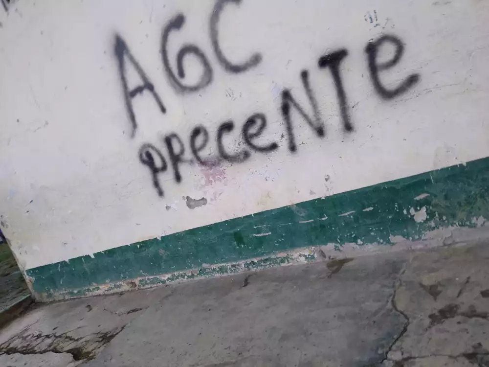 Grafiti alusivo al Clan del Golfo en Rionegro, Antioquia.
